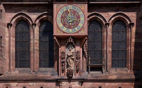 Clock, south transept, Cathedral Notre-Dame, south side, Strasbourg, Strasbourg, Old Town,