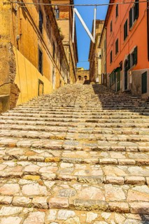 Historic stairs in the old town centre of Portoferraio, Elba Island, Tuscan Archipelago National