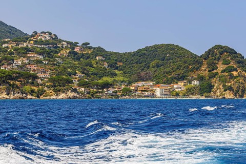 The village of Sant' Andrea with beach, Elba Island, Tuscan Archipelago National Park, Tuscany,