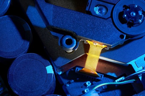 Macro shot of some colorful illuminated electronic components