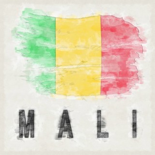 Mali National Colors with Country Name Background
