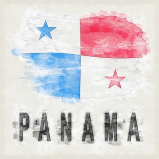 Panama National Colors with Country Name Background