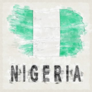 Nigeria National Colors with Country Name Background