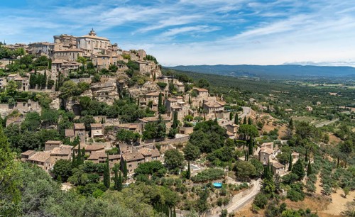 Scenery around Gordes, a comune in the Provence region of southern France at summer time