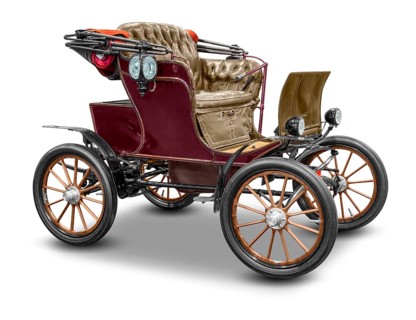 Old historic electric car isolated in white back with shadow