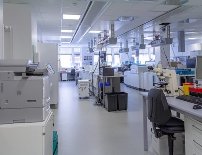 Medical laboratory including lots of apparatuses and technical equipment
