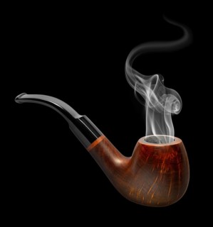 Smoking tobacco pipe made of briar wood in black back