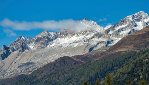 Scenery around the Saint-Gotthard Massif, a mountain range in the Alps in Switzerland