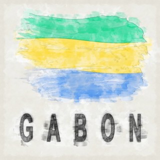 Gabon National Colors with Country Name Background