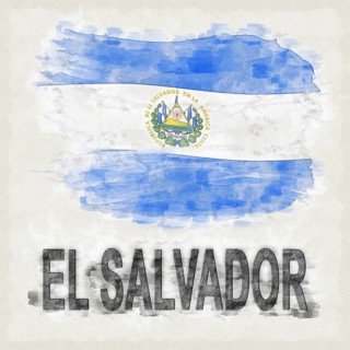 El Salvador National Colors with Country Name Background