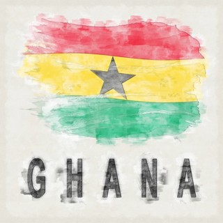 Ghana National Colors with Country Name Background