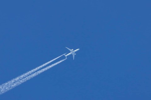 Boeing 787-9 Dreamliner jet passenger aircraft of KLM Royal Dutch airlines in flight in a blue sky