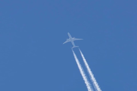 Boeing 787-9 Dreamliner jet passenger aircraft of KLM Royal Dutch airlines in flight in a blue sky