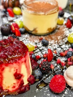 Various desserts with berries and chocolate, skilfully arranged on a plate Lower Austria Austria