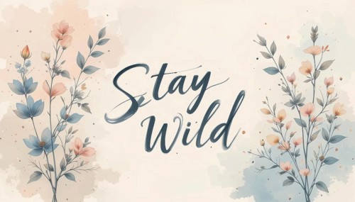 A serene watercolor artwork with the words Stay Wild elegantly written amidst delicate floral