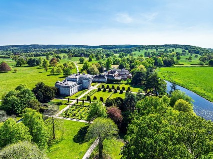 Shugborough Estate from a drone, Great Haywood, Staffordshire, England, United Kingdom
