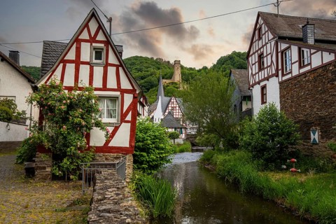 A historic half-timbered village in the morning. Beautiful light in Monreal im Elztal,