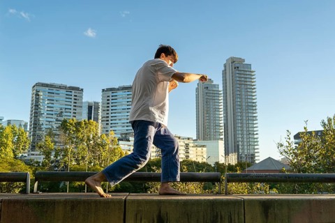 Discipline and precision in a solo outdoor workout
