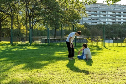 Young martial artists taking a break after practicing Taekwondo