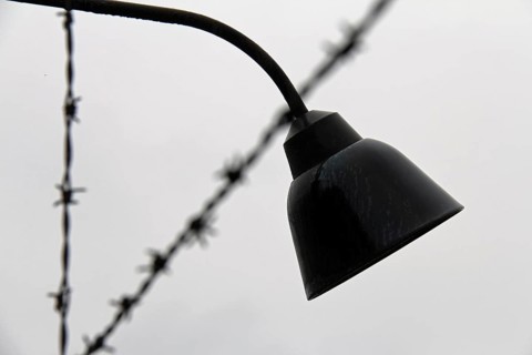 Detail of outdoor lighting in the Dachau concentration camp