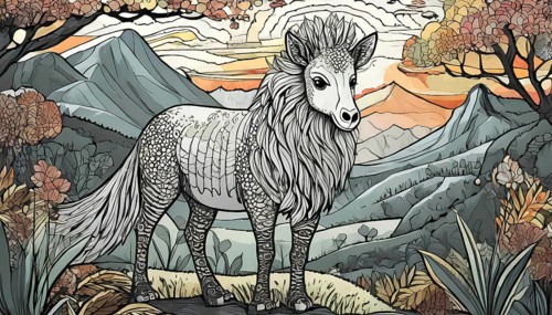 Drawing for coloring of a mystic animal, AI generated