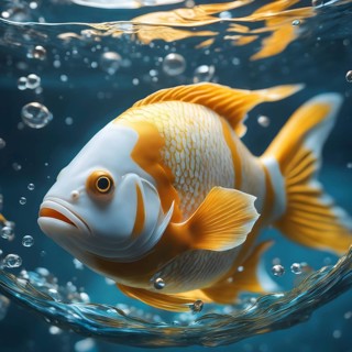 A detailed view of a fish swimming in its natural habitat, captured up close, AI generated