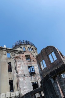 Atomic Bomb Dome, ruins of the former Chamber of Commerce and Industry building, detailed view,