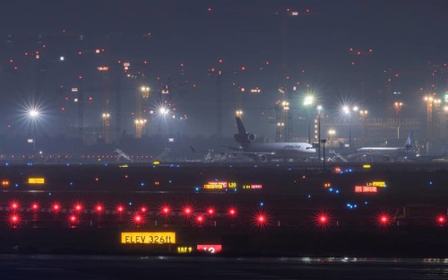 Terminal 3 in the initial construction phase. Frankfurt am Main Airport, Hesse, Germany