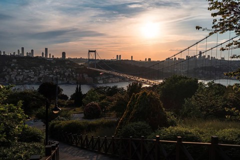 The bridge between the continents. Fatih Sultan Mehmet Bridge, Beykoz, Istanbul, Turkey