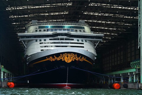 Disney Adventure cruise ship, shipyard hall, Wismar