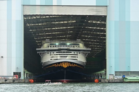 Disney Adventure cruise ship, shipyard hall, Wismar