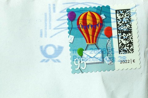 Cancelled German stamp 95 cent, on an envelope, Germany