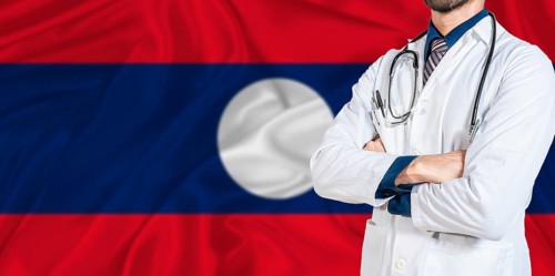 Laos national health system. Laos health and medical insurance concept