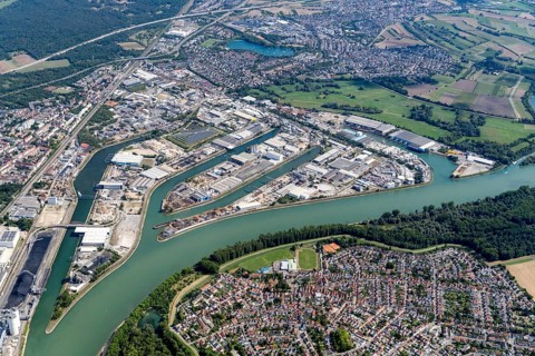 Rheinauhafen, Mannheim, Baden-Württemberg, barge, Rhine, harbour, transshipment, logistics,