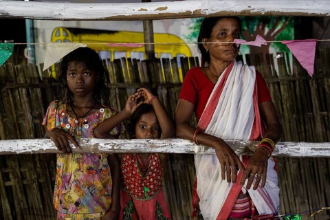 Members of the tea tribe community during celebrate the vibrant Karam Festival at a tea estate in