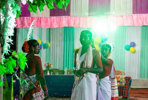 Members of the tea tribe community celebrate the vibrant Karam Festival at a tea estate in