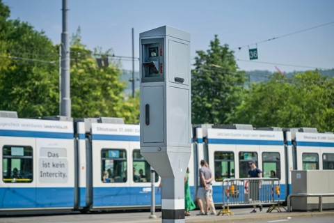 Speed camera, Bürkliplatz, Zurich, Switzerland