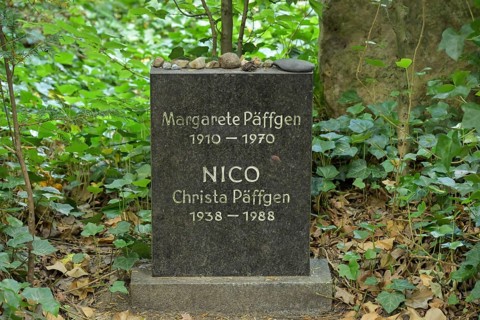 Gravestone, grave of singer Nico, Christa Päffgen, Grunewald Forst cemetery, Jagen 135,