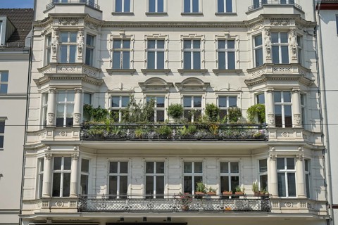 Balcony, old building, Torstraße, Mitte, Berlin, Germany