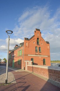 Old warehouse at the city harbour, Elbuferpromenade, Wittenberge, district of Prignitz,