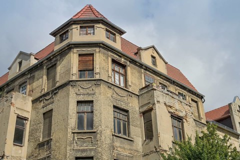 Old building, dilapidated residential building, Johannes-Runge-Straße, Wittenberge, Prignitz