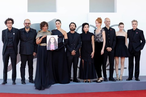 Venice, Italy - 3 September 2025: Nadim Cheikhrouha, Amer Hlehel, Kaouther Ben Hania, Saja Kilani,