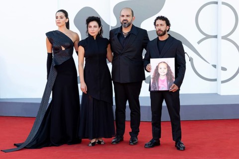 Venice, Italy - 3 September 2025: Saja Kilani, Clara Khoury, Amer Hlehel, Kaouther Ben Hania, Saja