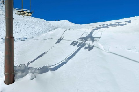Chairlift, Alpe Tognola ski area, San Martino di Castrozza, Trentino, South Tyrol, Italy