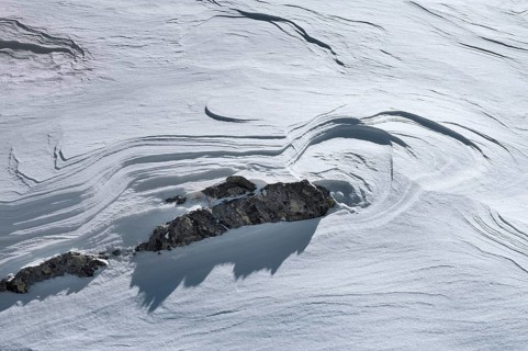 Snow drifts, Alpe Tognola ski area, San Martino di Castrozza, Trentino, South Tyrol, Italy