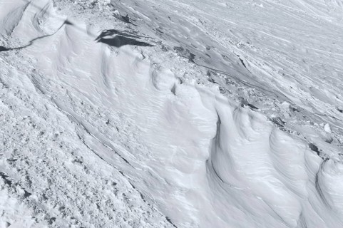 Snow drifts, Alpe Tognola ski area, San Martino di Castrozza, Trentino, South Tyrol, Italy