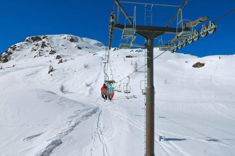 Chairlift, Alpe Tognola ski area, San Martino di Castrozza, Trentino, South Tyrol, Italy
