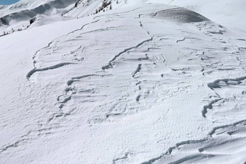 Snow drifts, Alpe Tognola ski area, San Martino di Castrozza, Trentino, South Tyrol, Italy