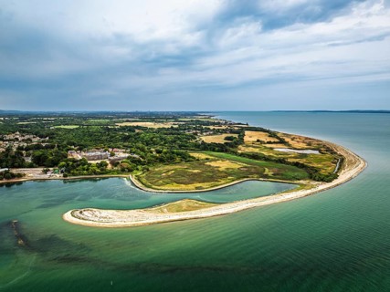 River Hamble over Warsash Maritime Academy Pier from drone, Hamble-le-Rice, Warsash, Southampton