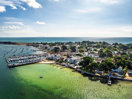 Sandbanks from drone, Poole, Dorset, England, United Kingdom